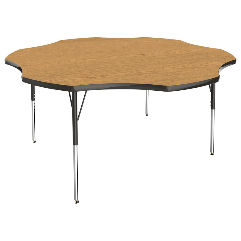 Table d'activités 60 "x 60" à moulures en T avec pieds réglables, Érable / noir, Roulement pivotant standard