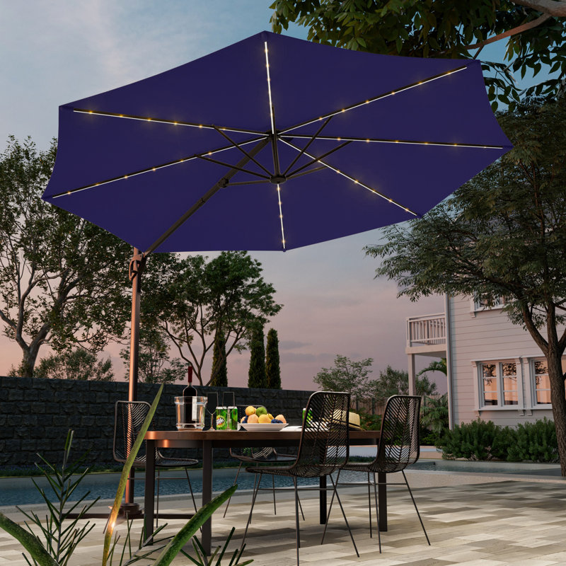 Parasol rond en porte-à-faux 10 pi à DEL, Marine