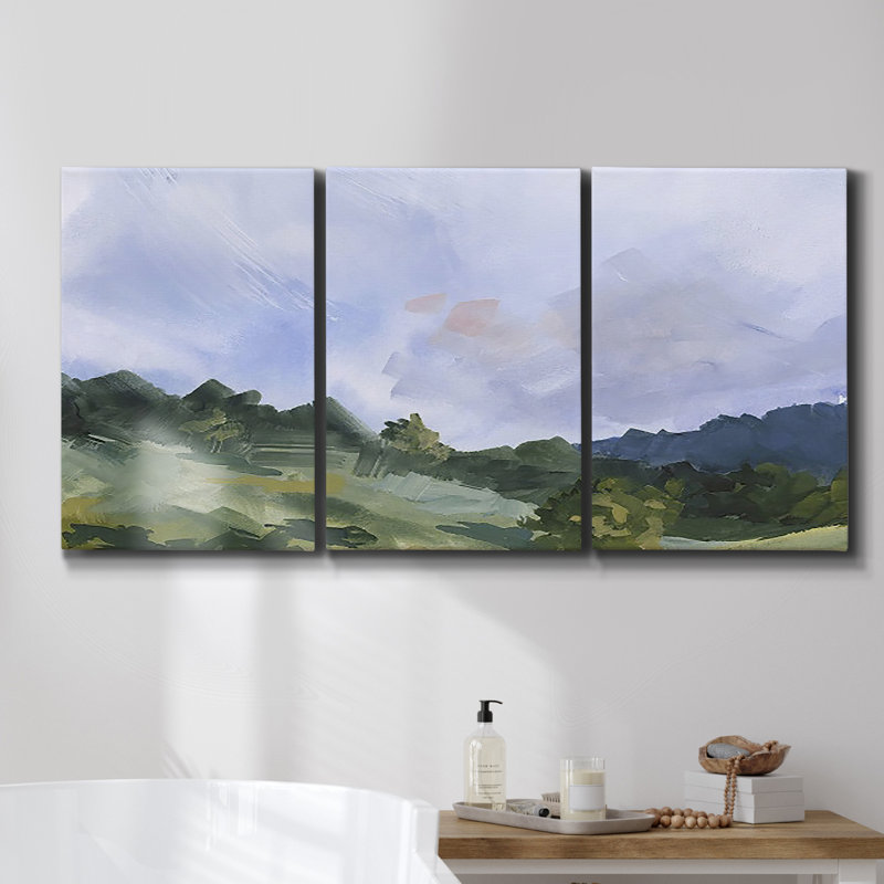 «Layered Horizon II», encadré sur toile, 3 pièces, H 36 po x l 72 po x P 2 po