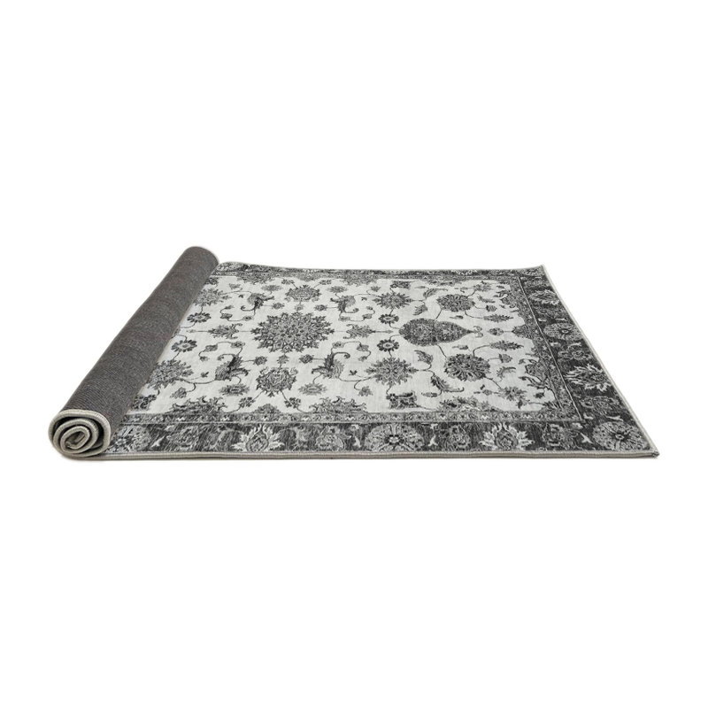 Tapis rond gris tissé à la machine Aravella