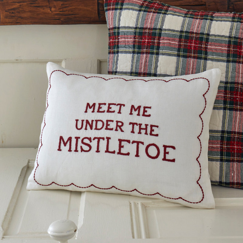 Meet Me Under the Mistletoe Linen Boudoir Pillow
