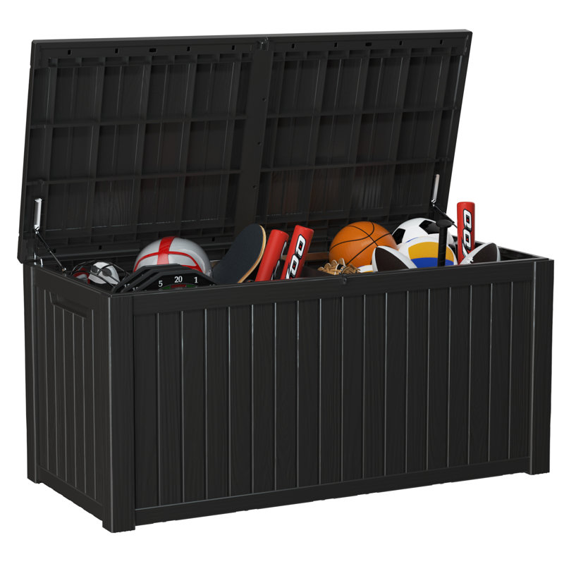 Olilawn 25.4'' W 150 Gallons Resin Deck Box, Noir