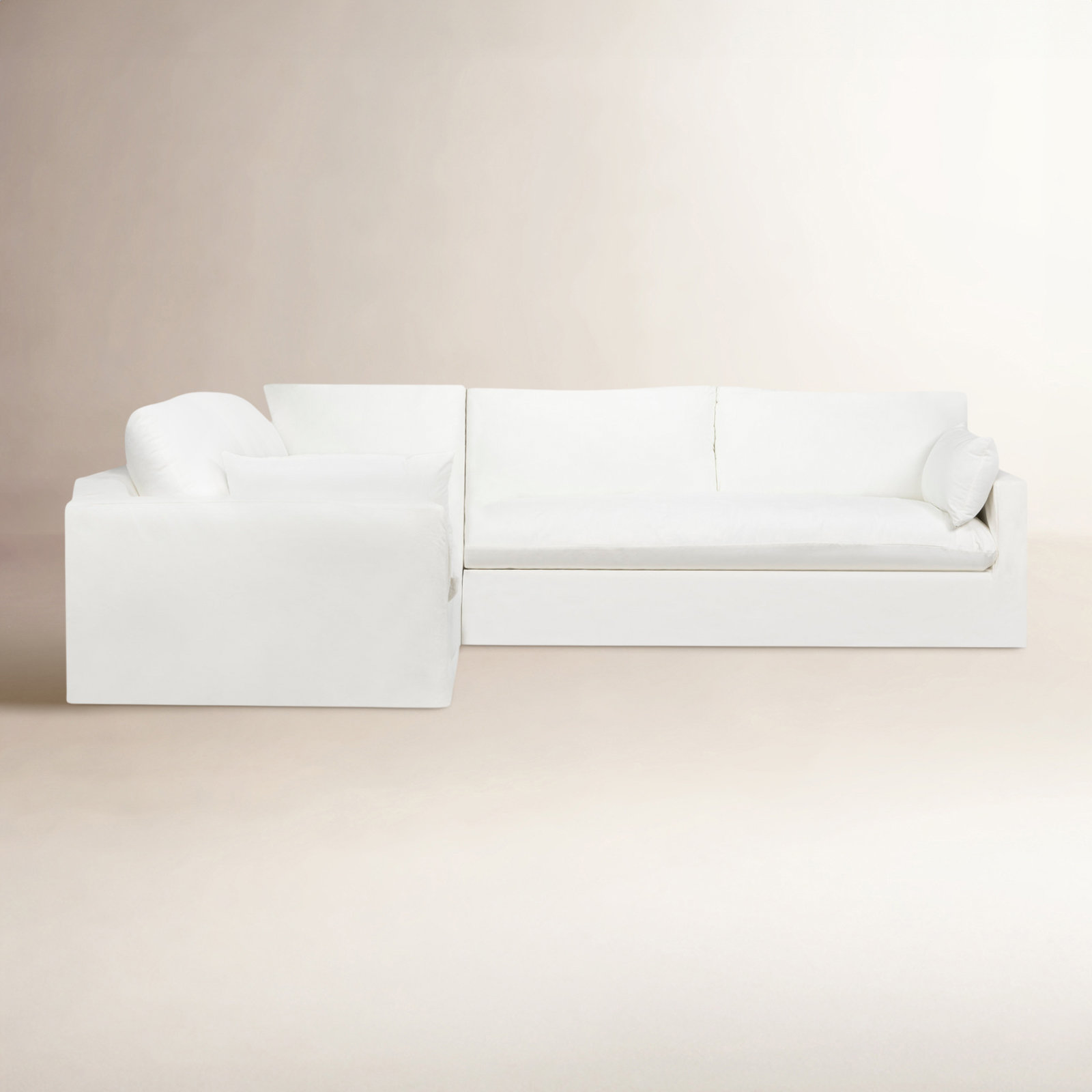 Luna L-Sectional, Classic Bleach White Twill