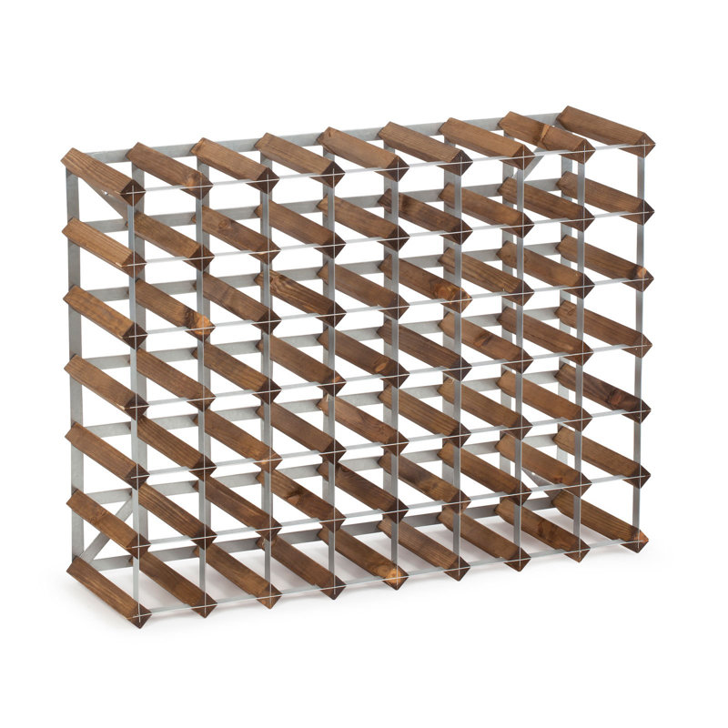 Edgware 56 - Bottle Solid Wood Wine Bottle Rack, Dark Oak