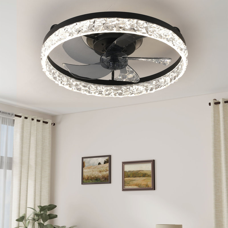 Ventilateur de plafond encastré 19,6 po pour chambre à coucher avec lumière, télécommande et ensemble d'éclairage inclus, idéal pour les plafonds bas