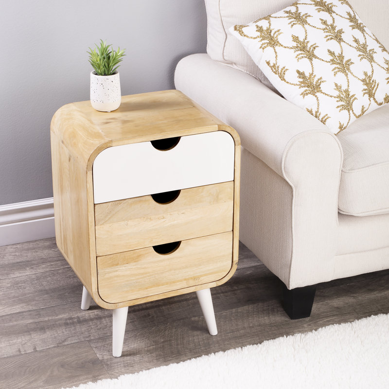 Table de chevet 3 tiroirs Delainy, Blanc