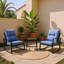 Sway & Relax: ensemble de patio 3 pièces avec coussins bleus moelleux, parfait pour la piscine, le jardin ou le patio