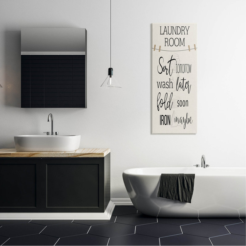 "Laundry Room List", corde à linge, art mural par CAD, H 48 po x l 20 po x P 1,5 po