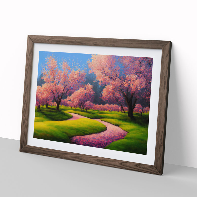 Spring Meadow Landscape - Framed Print, Walnut, 46cm H x 64cm W x 2cm D