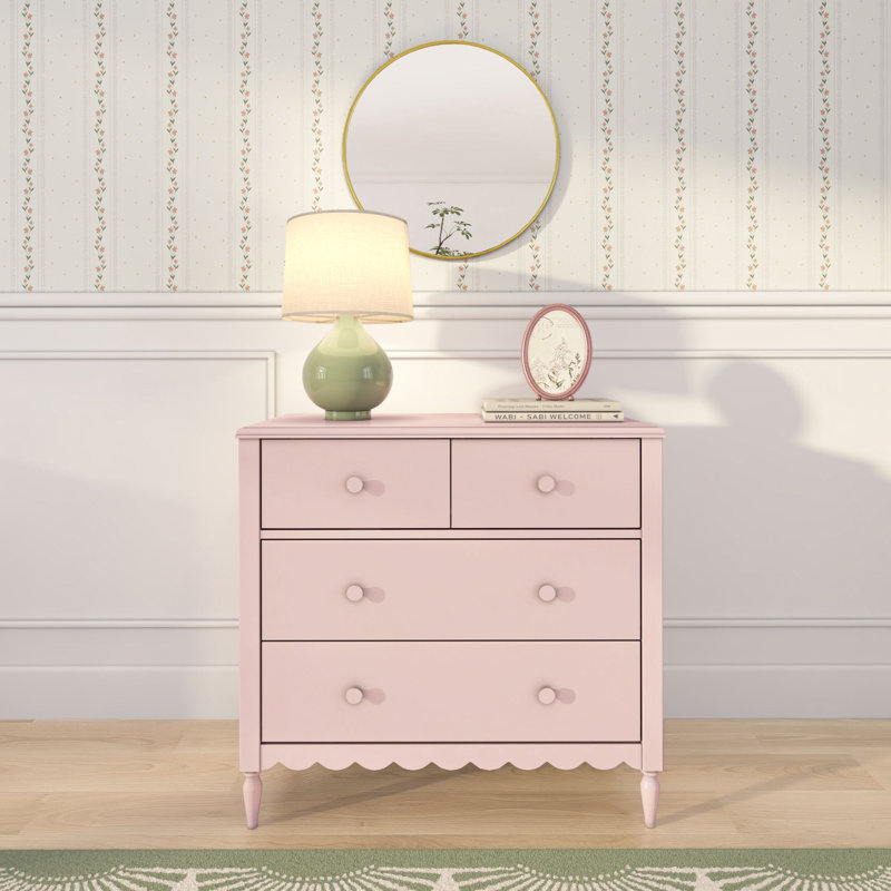 Charlotte 4 Drawer Dresser, Blossom Pink, Blossom Pink