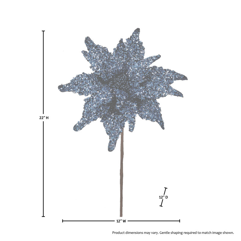 Tige de poinsettia à paillettes 22 "22", Bleu