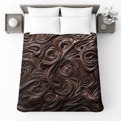 Swirling Brown Texture Quilted Bedspread All Sizes