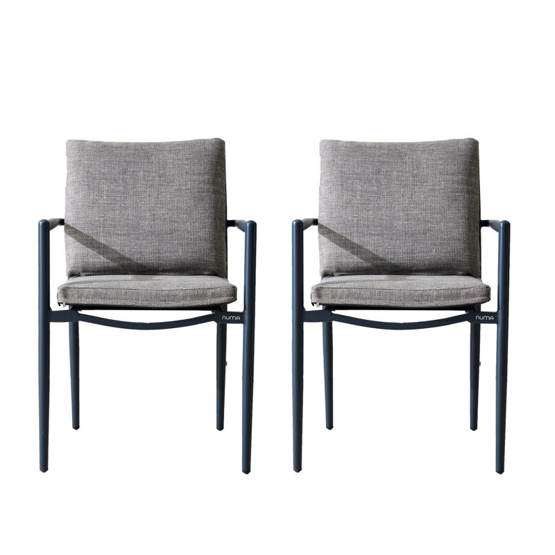 Ensemble de 2 chaises de patio d'extérieur recouvertes de tissu Nord avec coussins gris Nord