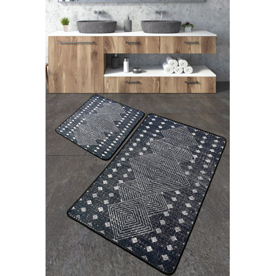 Ensemble de luxueux tapis de bain (2 pièces) en polyester antibactérien de 23,6 po x 39,4 po et de 19,7 po x 23,6 po | Poils doux de 0,4 po de hauteur, dessous antidérapant, lavable à la machine | Idéal pour le confort et la sécurité de la salle de bain