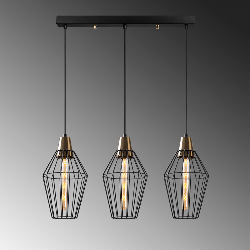 Luminaire suspendu géométrique à 3 lumières pour îlot de cuisine Cather
