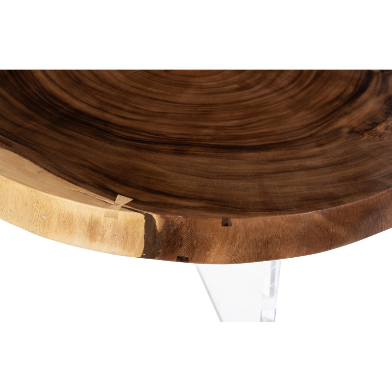 Floating Round Coffee Table With Acrylic Legs, Natural