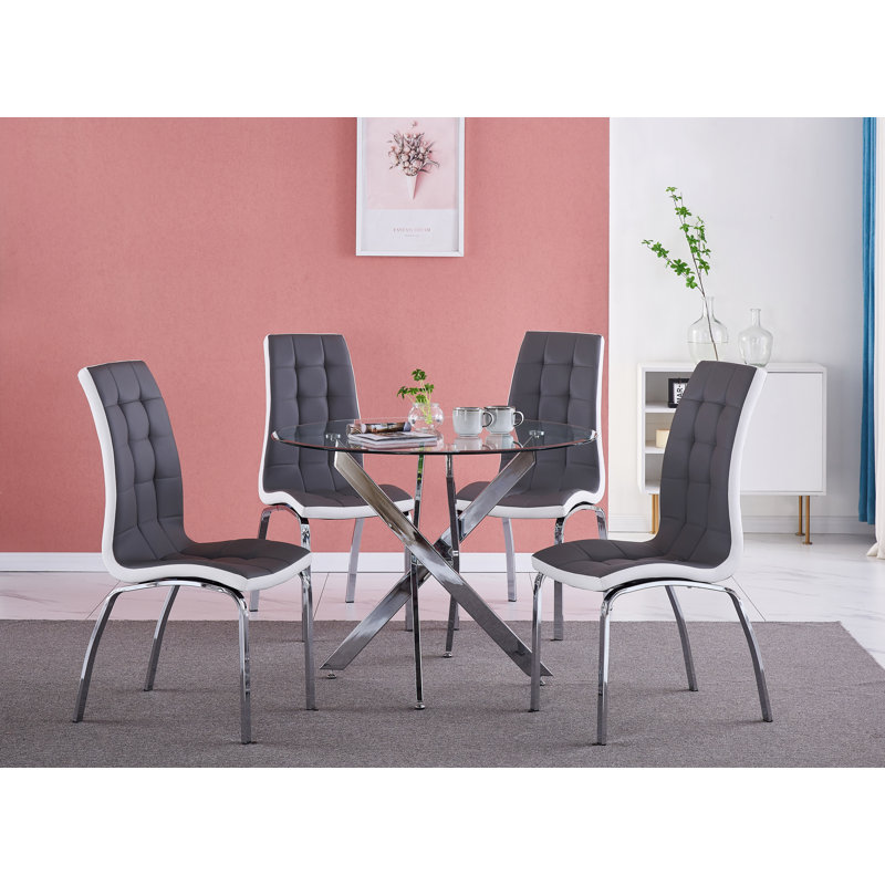Nexus Dining Table with 4 Vienna Chairs, Grey