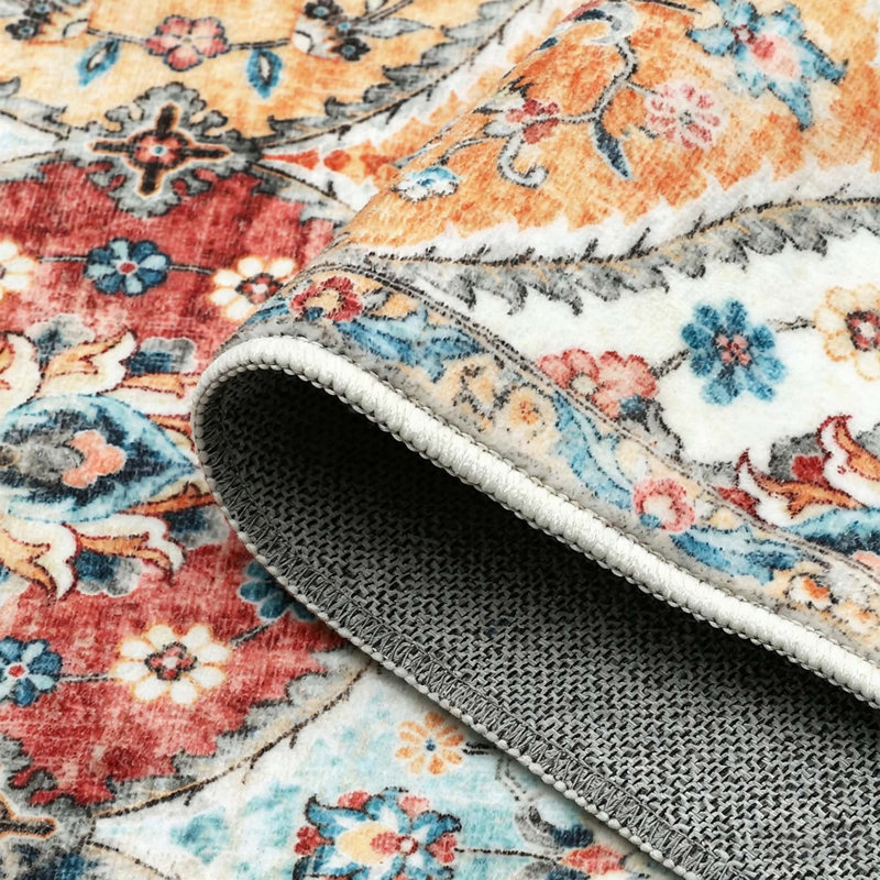 Rectangle Floral Washable Area Rug, 160*230cm