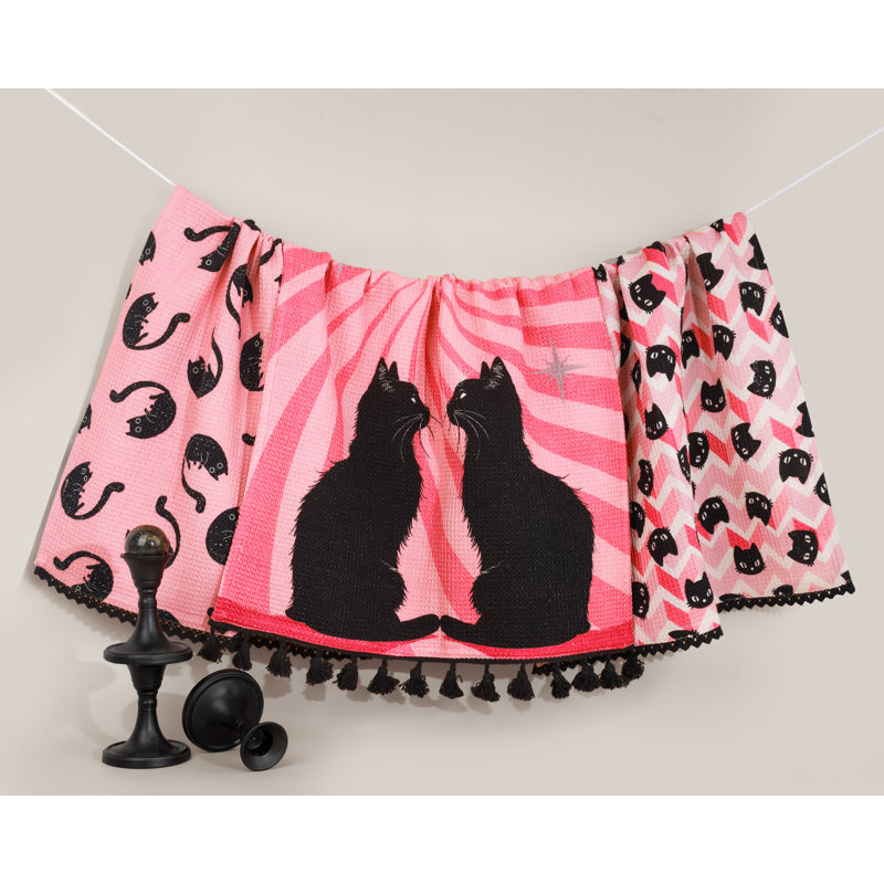 Midnight Feline Cotton Kitchen Towel Set