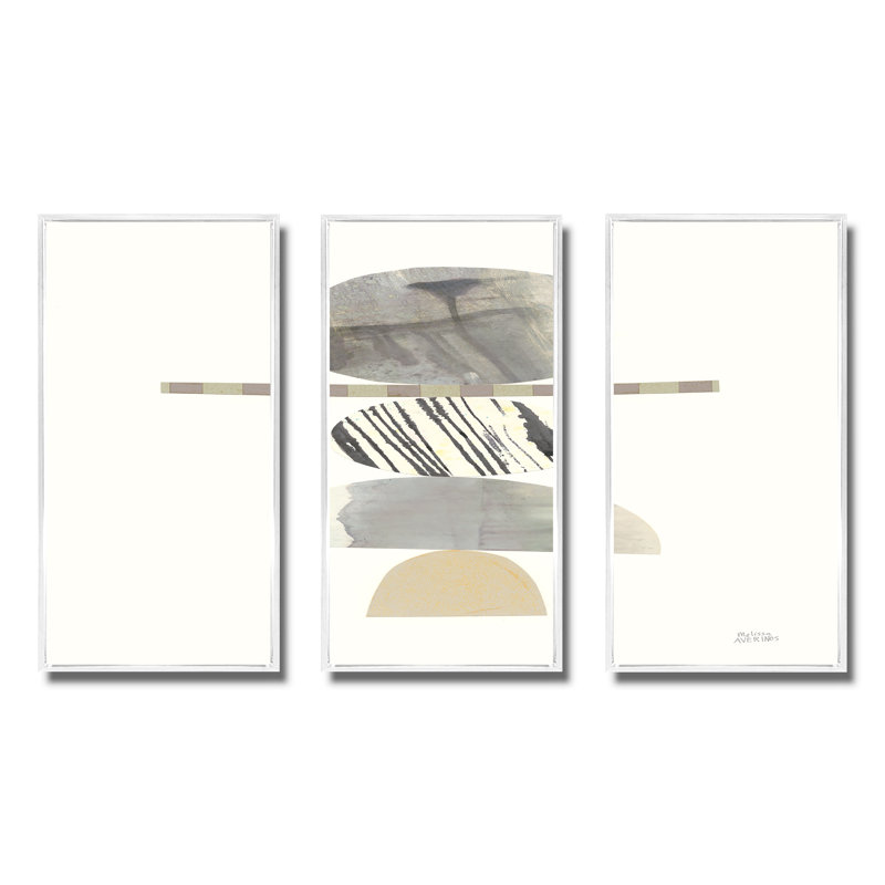 Ensemble de 3 encadrements géométriques neutres I - Shabby Elegance, H 20 po x l 36 po, Blanc