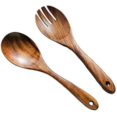 Ensemble de 2 spatules en bois pour la cuisine - Ensemble d'ustensiles de cuisine en bois d'acacia