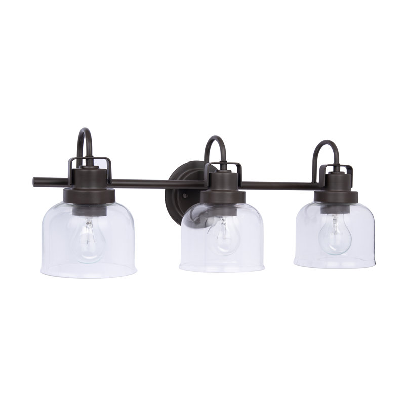 Bronze and Black 2-Light Dimmable Vanity Light with Clear Glass Shades