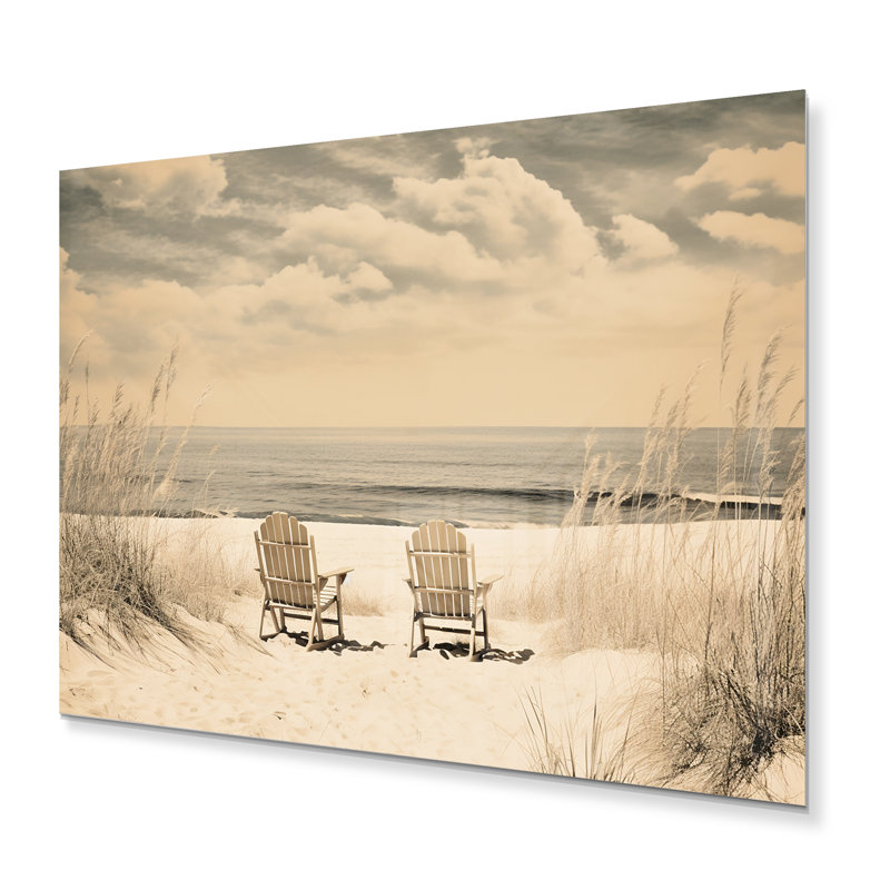 Beachside Whispers V - Décoration murale nautique et plage en métal, H 30 po x l 40 po x P 1 po