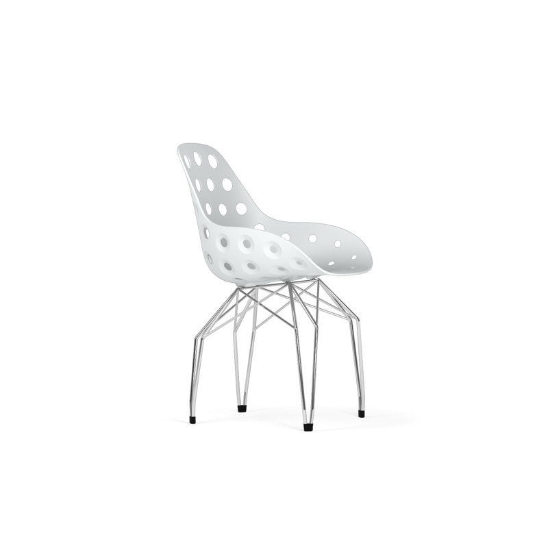 Chaise avec accoudoirs Gallatin, Blanc / Chrome