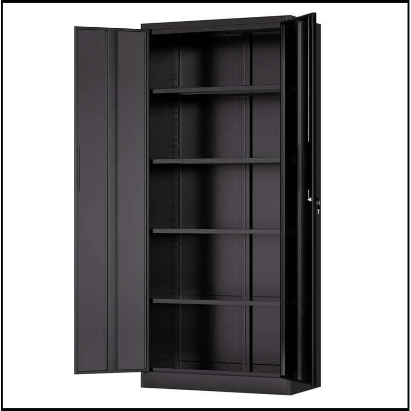 Armoire de rangement en métal avec portes et 4 tablettes