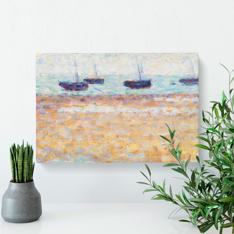 Four Boats At Grandcamp by Georges Seurat - Wrapped Canvas Painting, 35cm H x 50cm W x 3cm D