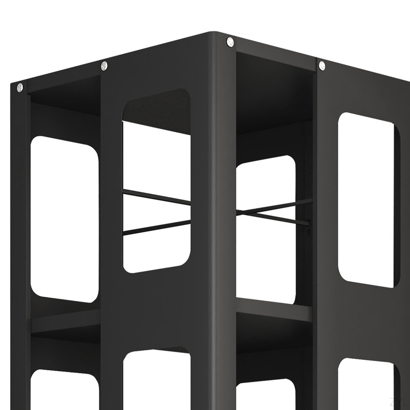 4-Tier All-Steel Rotating Bookshelf With 360° Wheels, Large Size Sturdy & Spacious Book Rack, New Style Black Bookshelf,Easy Assembly
