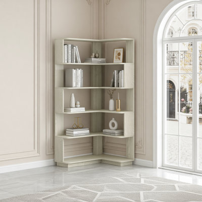 Bibliothèque de coin autoportante de 90 cm avec sécurité anti-basculement, rangement ouvert et 5 options de couleur pour la décoration intérieure