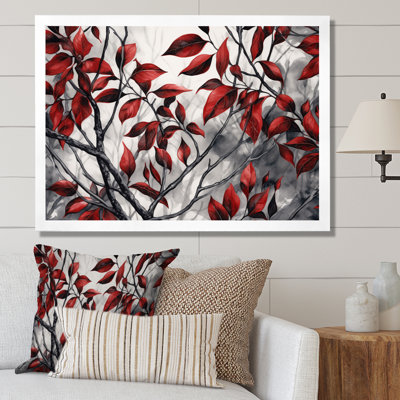 Red Grey Leaves On Tree VI - Floral Wall Art
