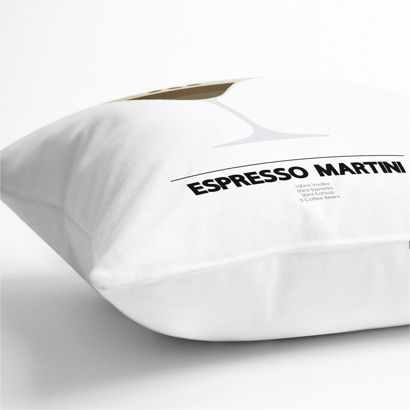 Espresso Martini Scatter Cushion, White, 55cm H x 55cm W x 20cm D
