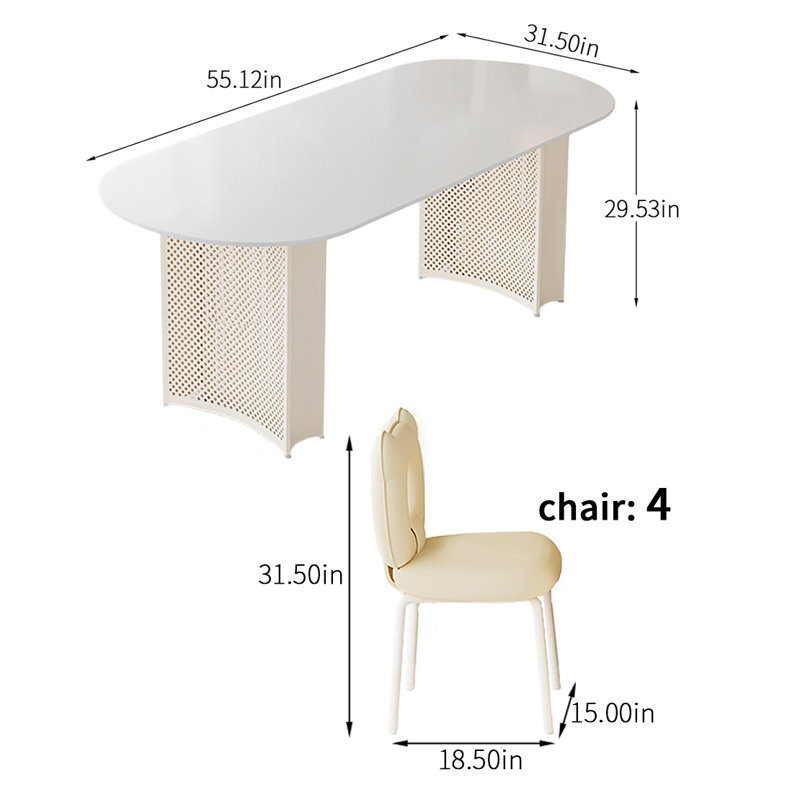 Ensemble de salle à manger Terrance, H 29,53 po x L 55,12 po x l 31,5 po