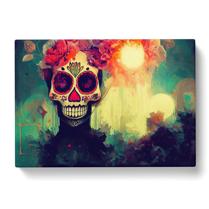 Sugar Skull Woman Vol.5 Abstract - Wrapped Canvas