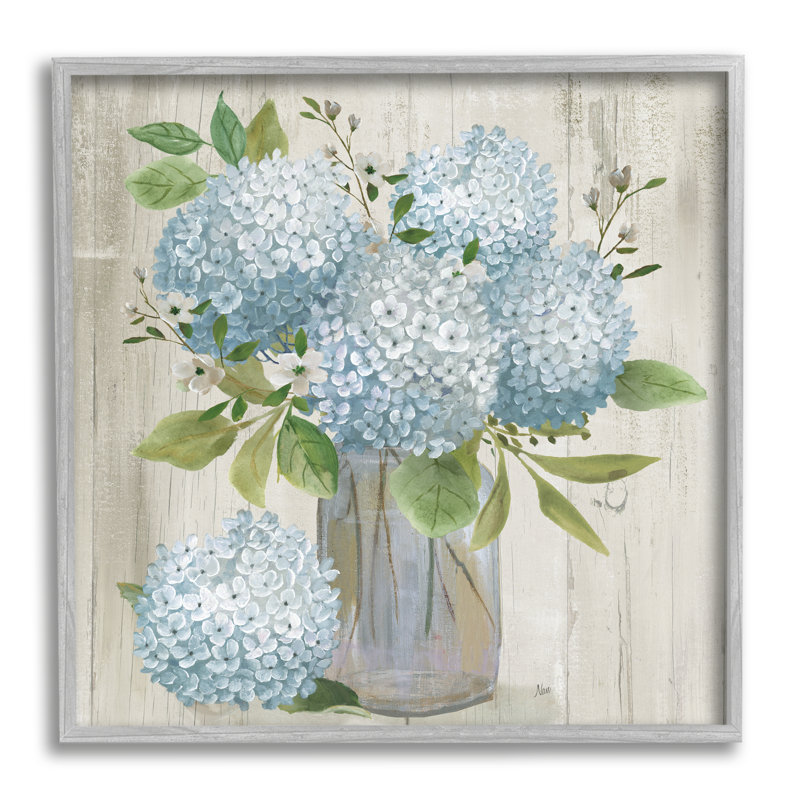«Blue Hydrangeas Country Vase», art de la giclée encadrée par Nan, Estampe numérique Farmhouse, H 24 po x l 24 po x P 1,5 po