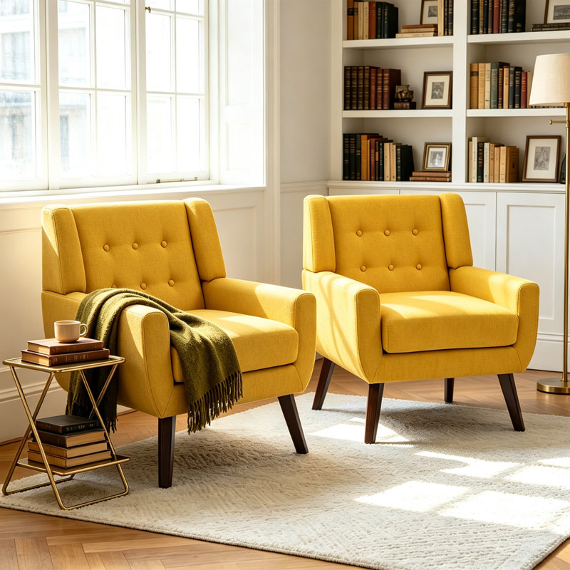 Fauteuil Jaqueze, Mélange de lin jaune