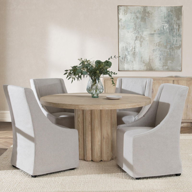 Tiber Round Dining Table, White Wash