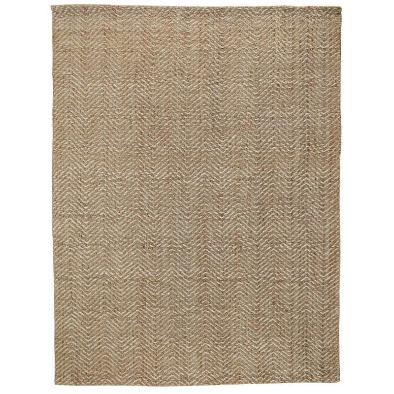 Chevron Handmade Hand Braided Jute Beige Area Rug, Rectangle 9' x 12'