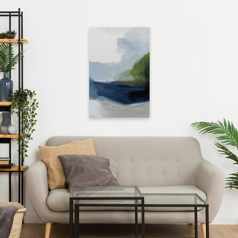 Hidden Water - Abstract Blue Clouds Grey, 24" H x 16" W
