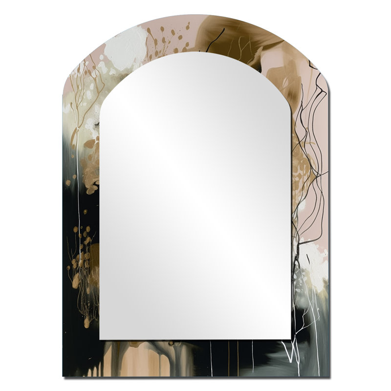 Black Chaos V - Black Arch Wall Mirror Decor, 34" x 25"