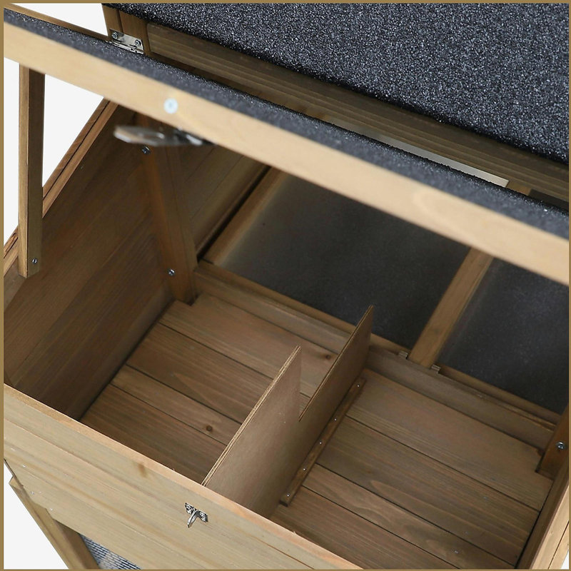 Poulailler en bois 69 po PawHut, poulailler en cage avec rampe de connexion, plateau amovible, fenêtre ventilée et nichoir, naturel