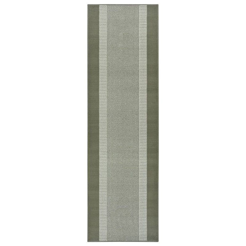 Flatweave Green Rug, Runner 80 x 300cm