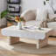 Table basse avec plateau en faux marbre, table basse moderne Mid-Century avec tiroir cannelé, table basse de salon, bureau