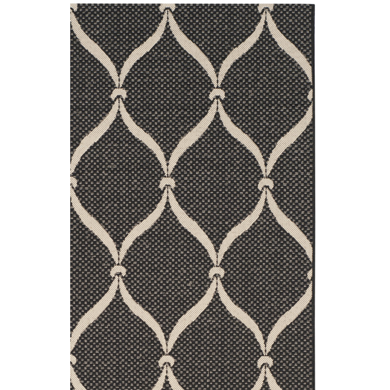 Abeeda Palmetto Area Indoor/Outdoor Area Rug in Black/Beige, Runner 2'4" x 12'