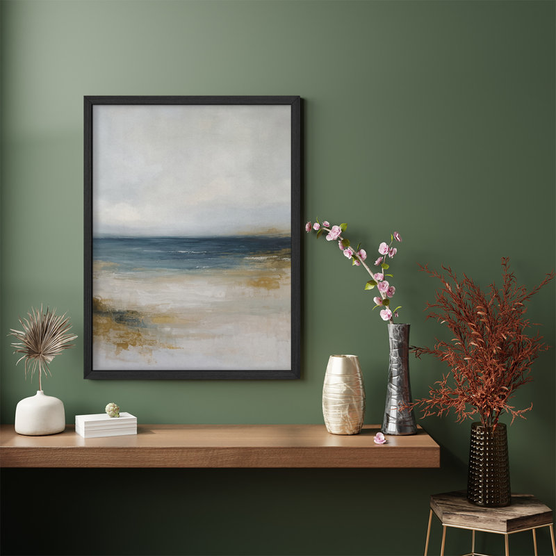 Reproduction d'art encadrée abstraite pour décoration intérieure moderne, H 14 po x l 11 po, Naturel