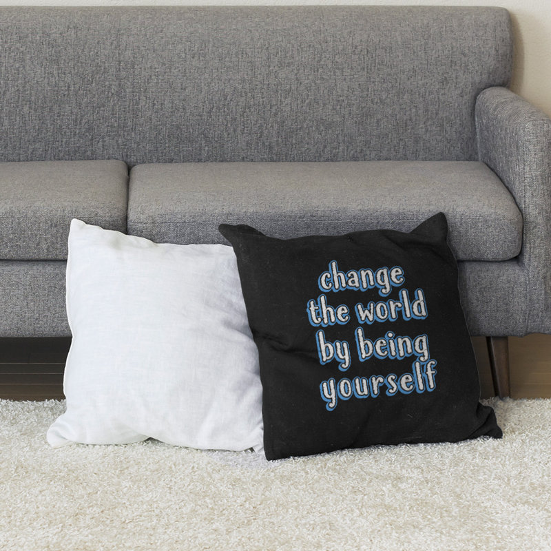 Coussin de plancher change the World, Bleu, 40 po x 40 po