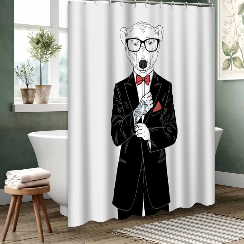 Rideau de douche blanc imperméable, rideaux de douche pour la salle de bain avec 12 crochets, 72" L x 78" W