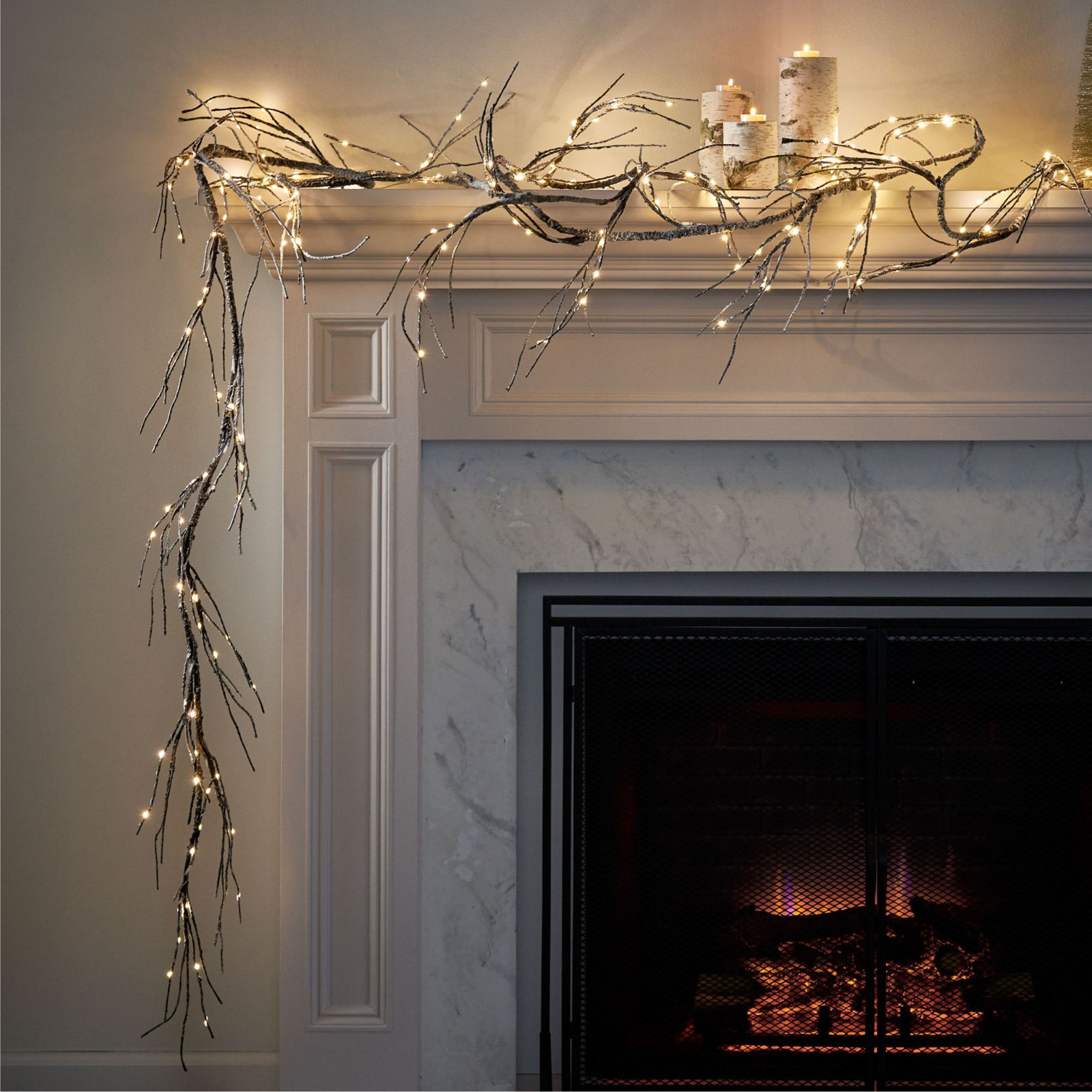Throwback 18 Foot Artificial Snowy Pre Lit LED Christmas Garland